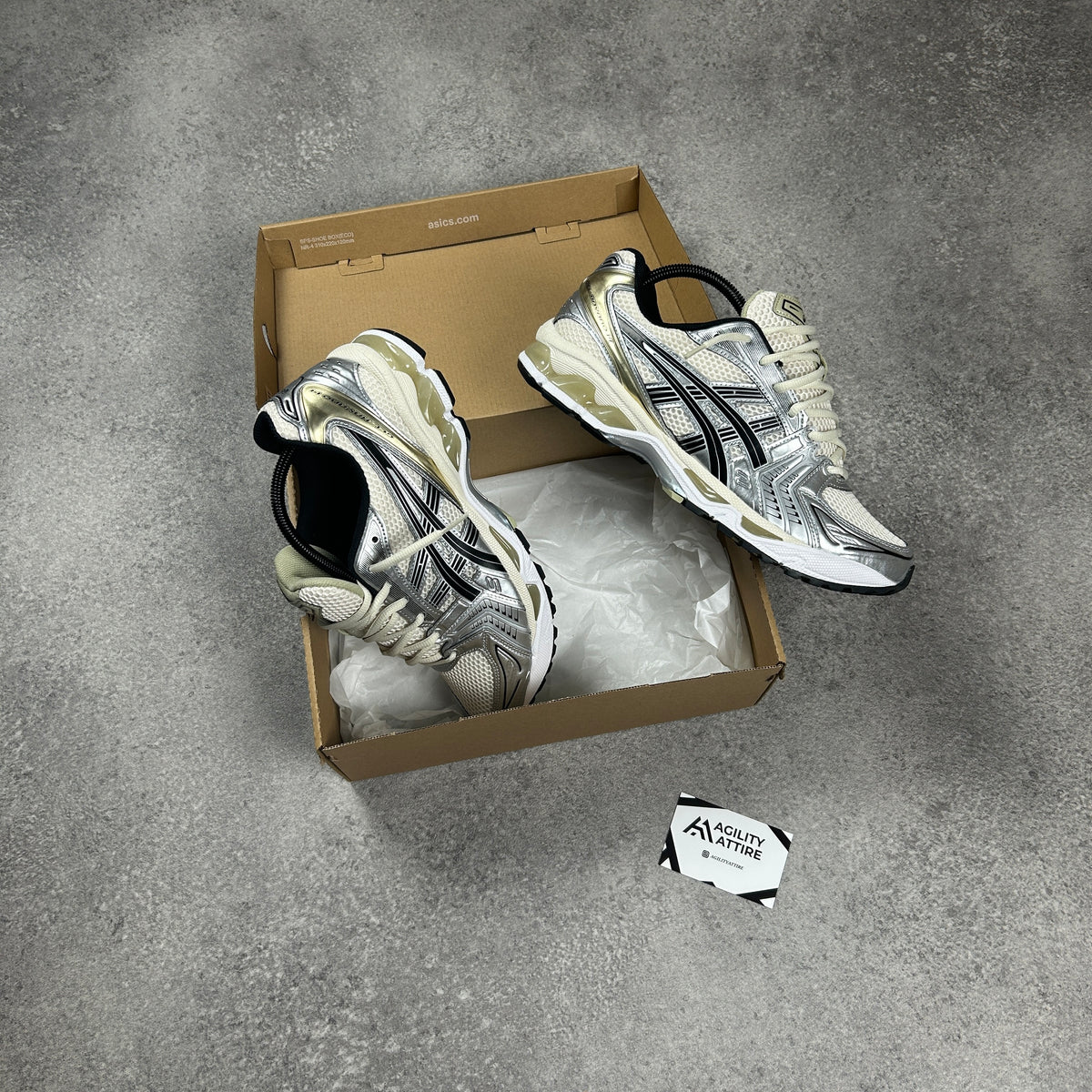 ASICS GEL-Kayano 14 Birch/Pure Silver Trainers – view 2