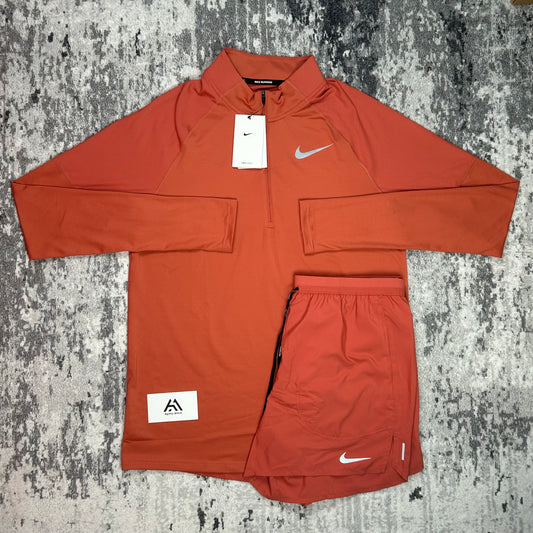 Nike Element Quarter Zip - Salmon Pink & Nike Flex Stride Shorts 5”