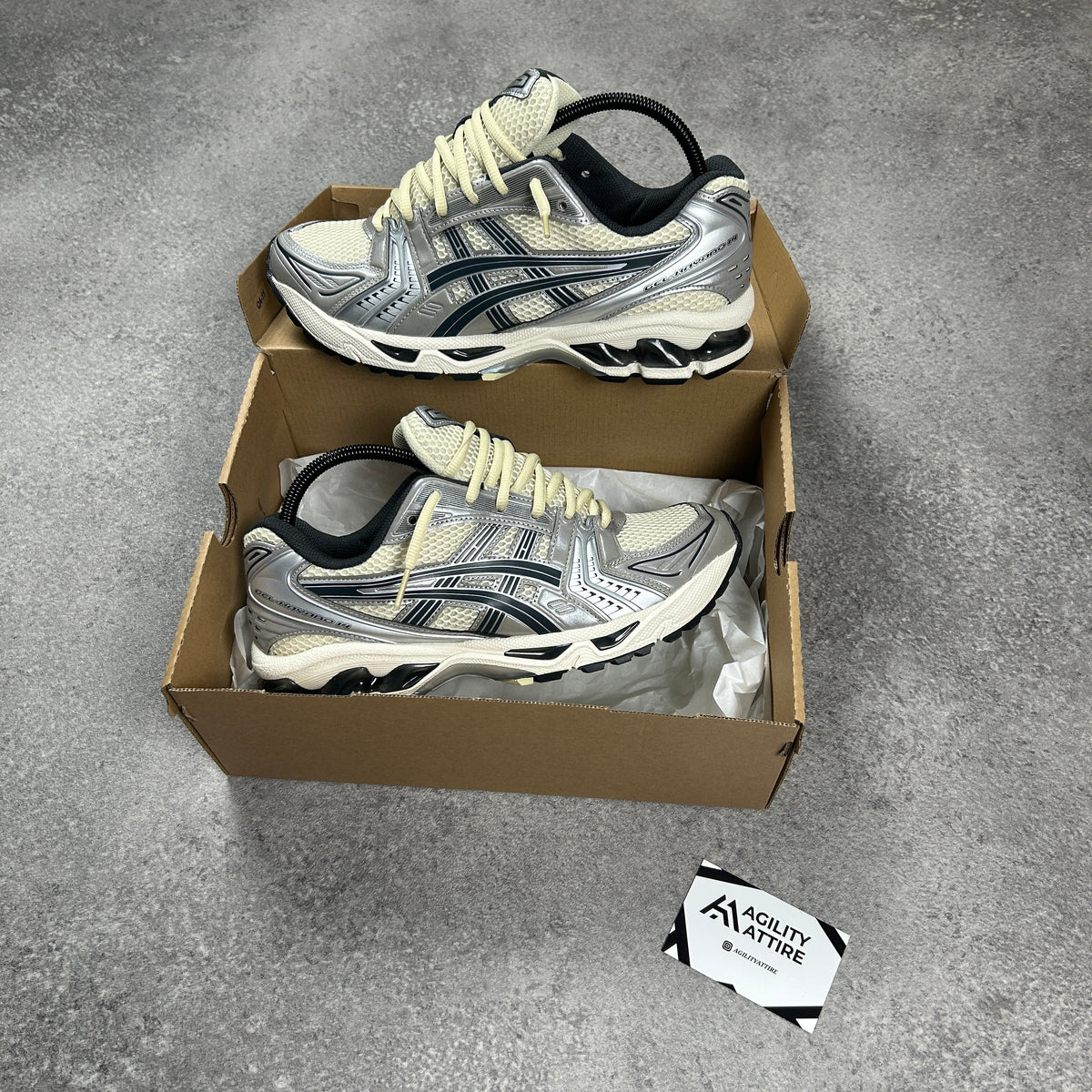 ASICS GEL-Kayano 14 Oyster White/Steeple Grey Trainers – view 2