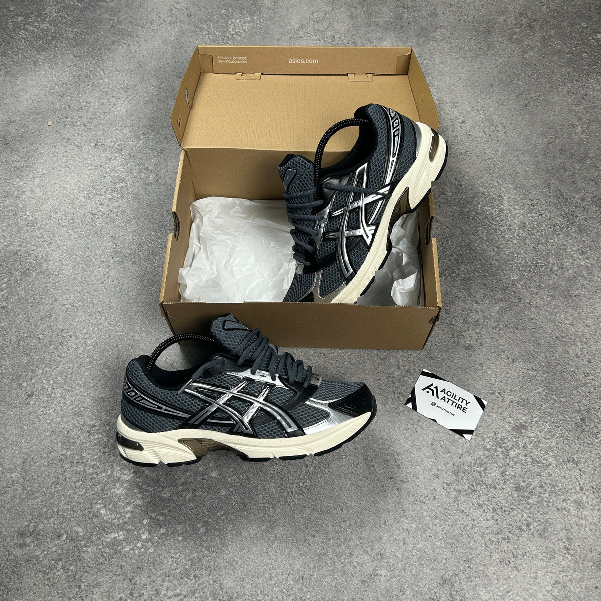 ASICS GEL-1130 Steel Grey/Black Trainers – view 2