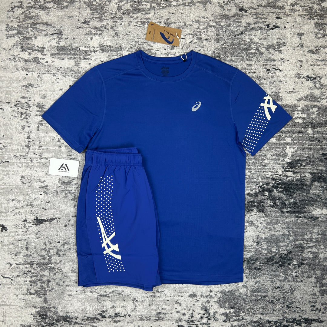 ASICS Icon T-Shirt Cobalt &amp; Cobalt Icon Shorts Set