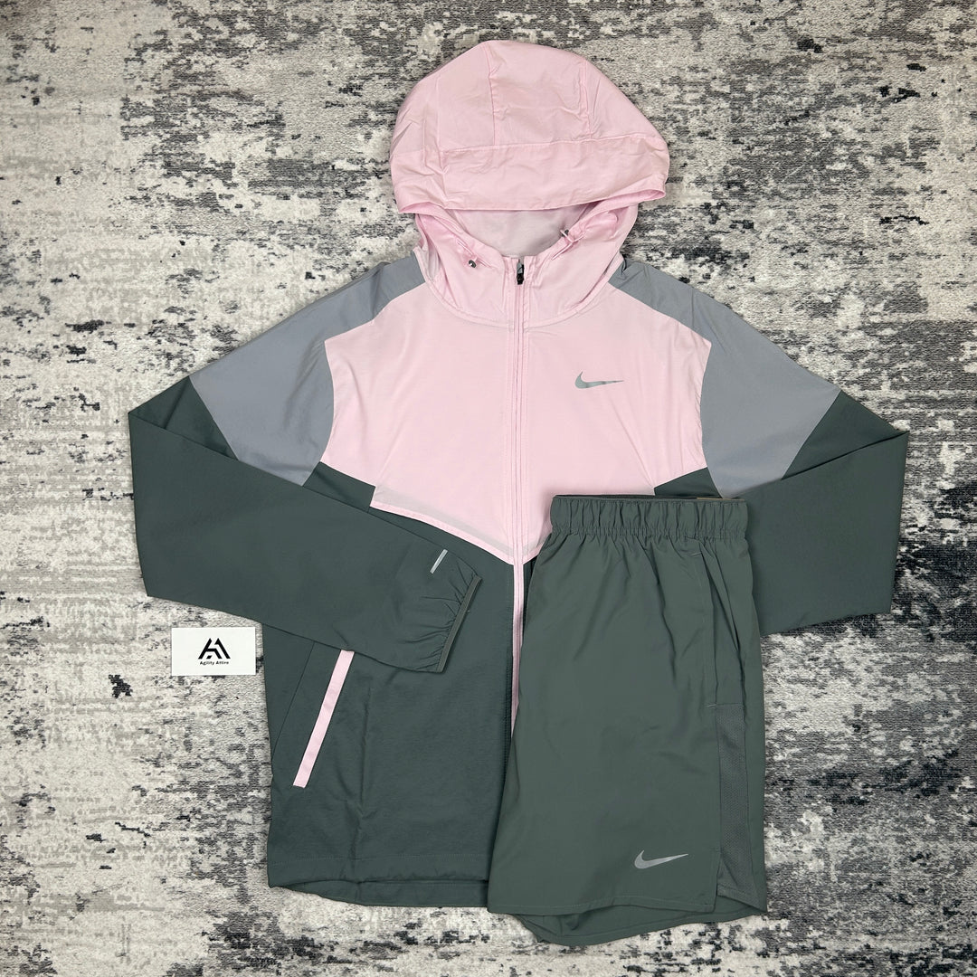 Nike UV Windrunner Jacket Pink Foam &amp; Grey Challenger Shorts Set