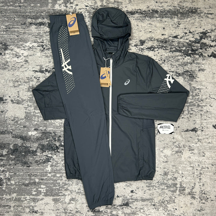 ASICS Icon Windbreaker Jacket &amp; ASICS Icon Pants Set Carrier Grey