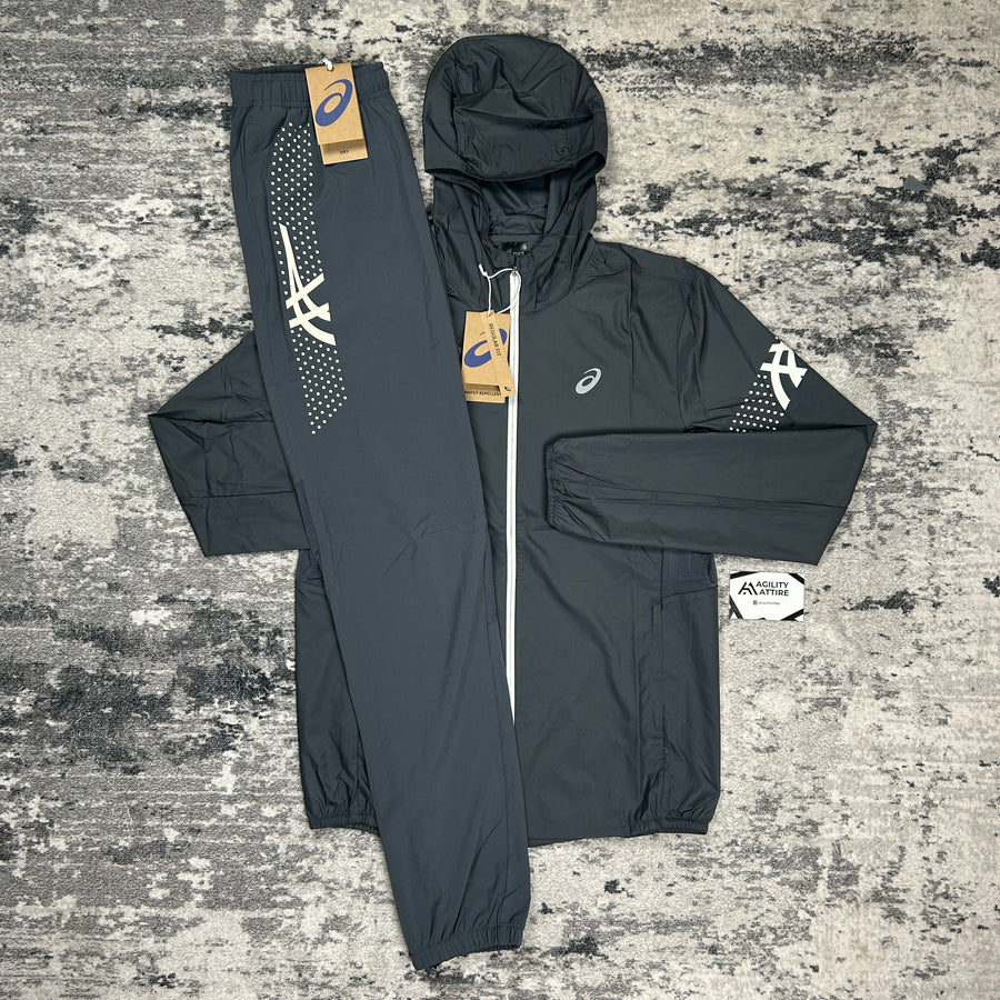 ASICS Icon Windbreaker Jacket & ASICS Icon Pants Set Carrier Grey