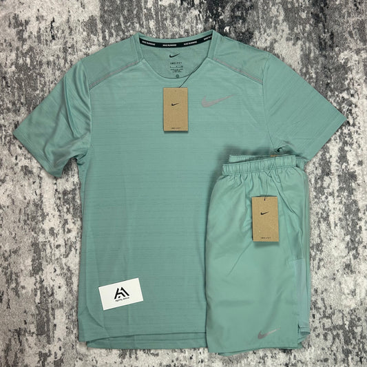 Nike Miler 1.0 Mineral & Nike Challenger Shorts Set