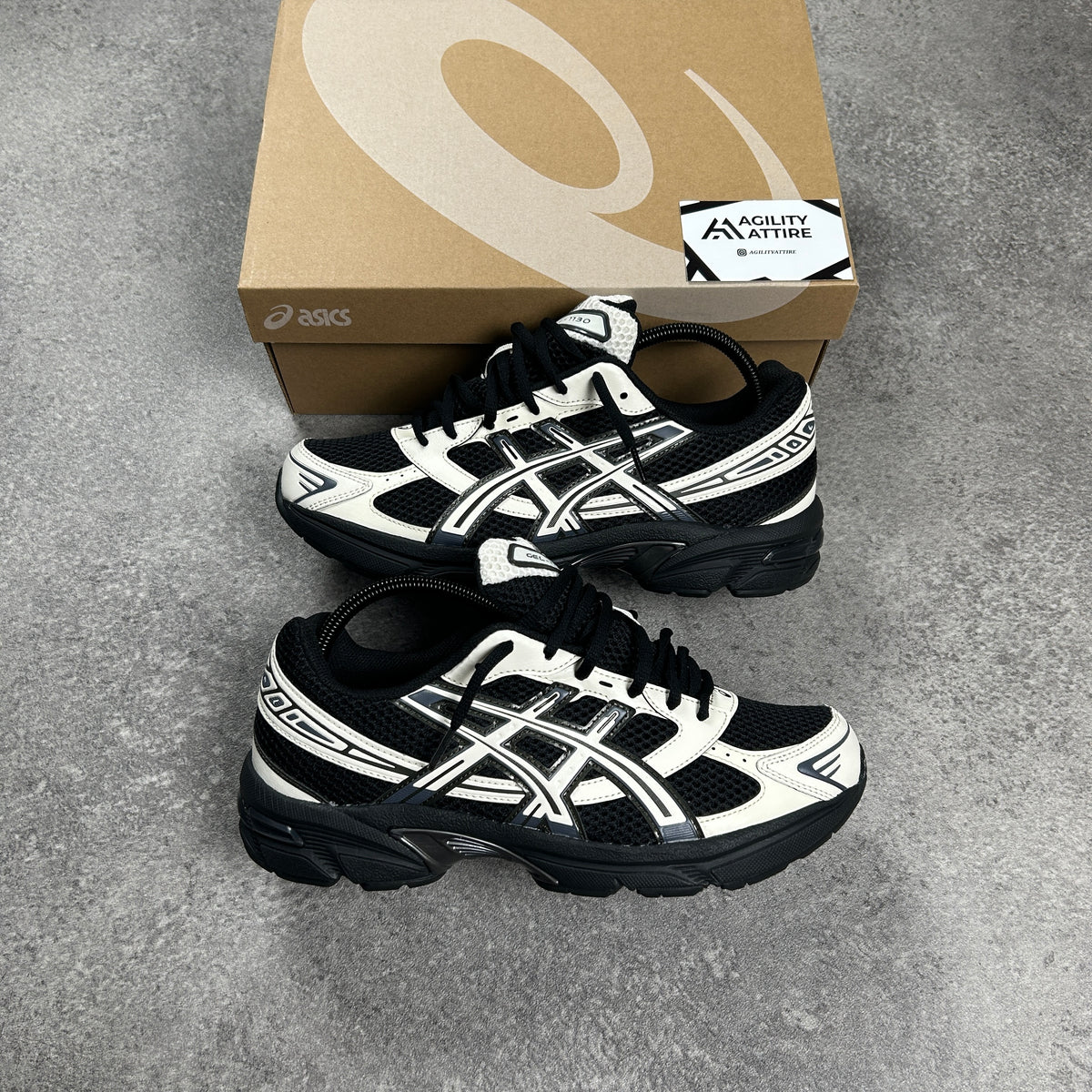 ASICS GEL-1130 Black Cream Trainers