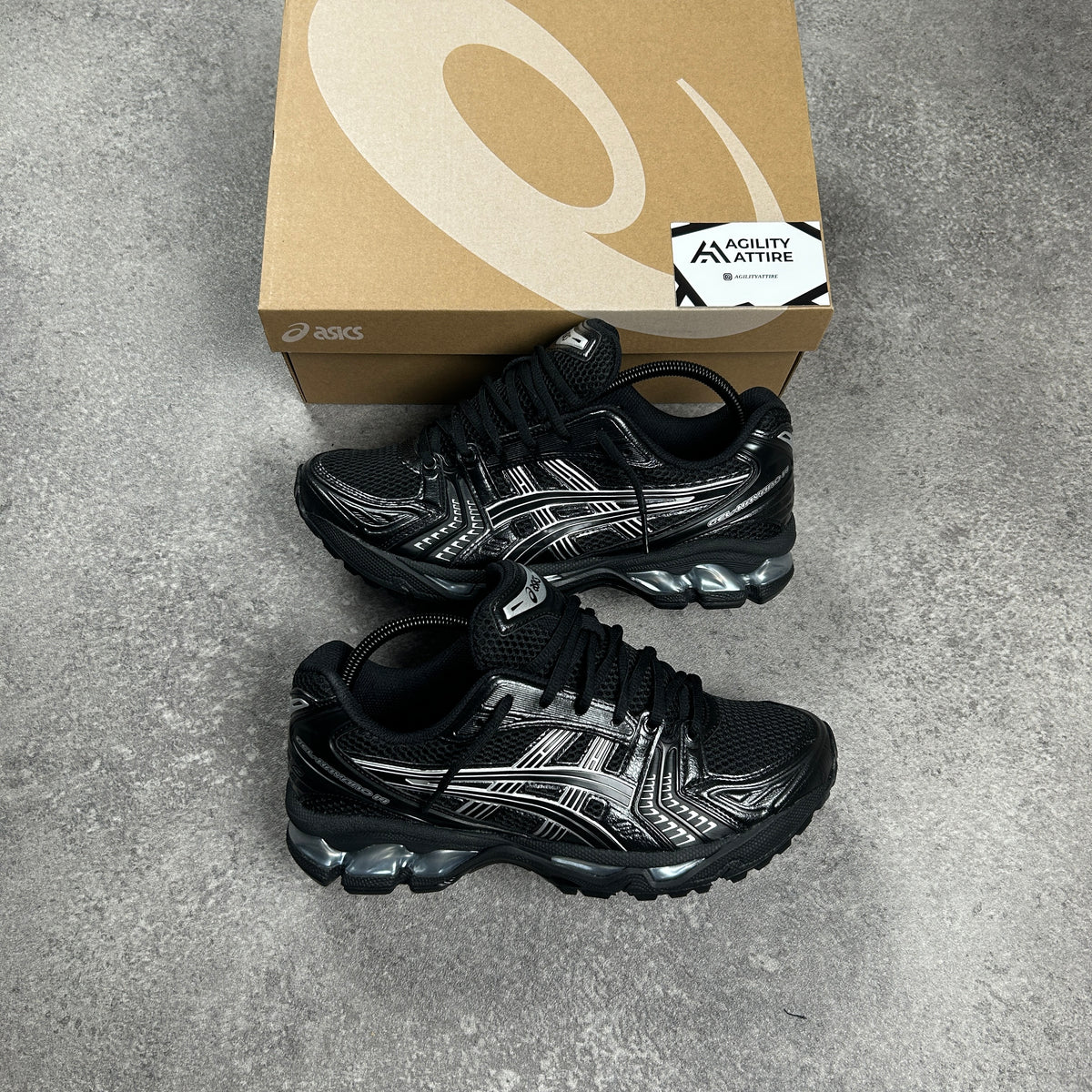 ASICS GEL-Kayano 14 Black Pure Silver Trainers