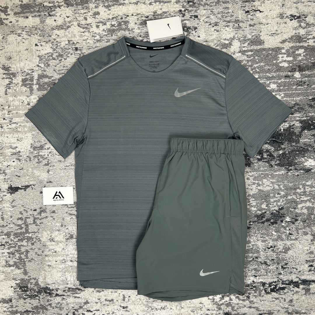 Nike Miler 1.0 Grey &amp; Nike Grey Challenger Shorts Set