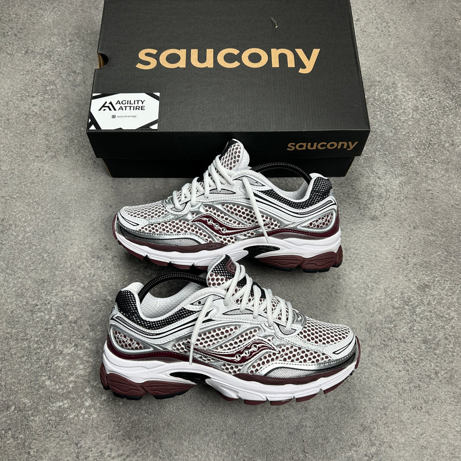 Saucony ProGrid Omni 9 White Maroon Trainers