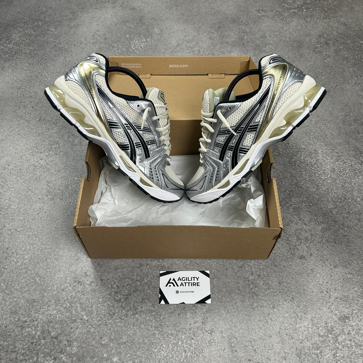 ASICS GEL-Kayano 14 Birch/Pure Silver Trainers – view 3