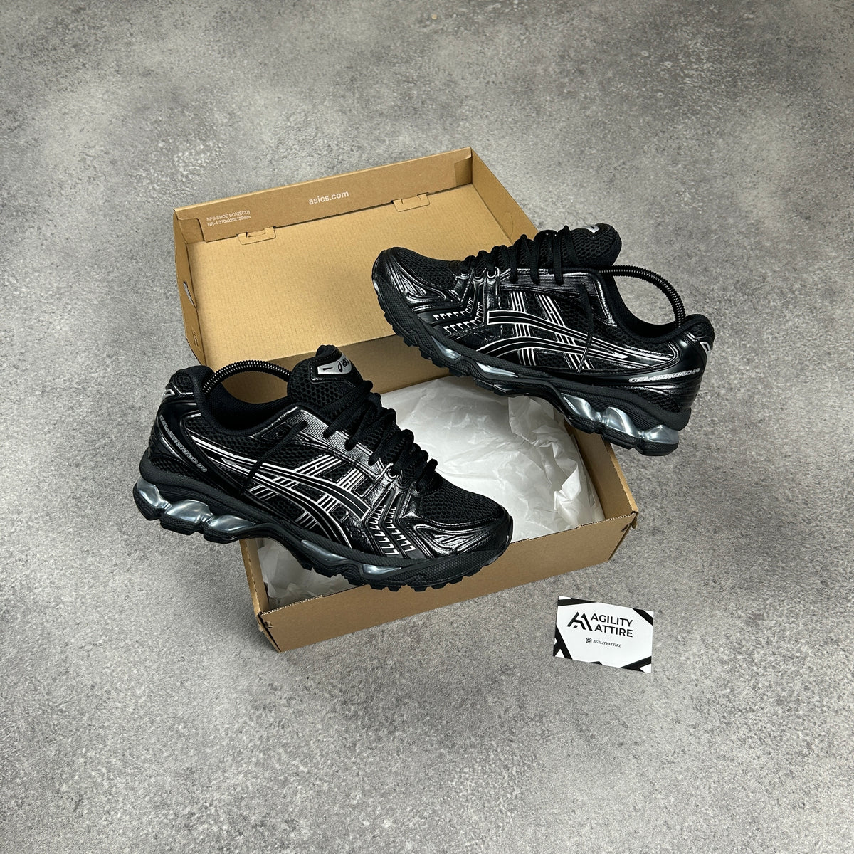 ASICS GEL-Kayano 14 Black Pure Silver Trainers – view 2